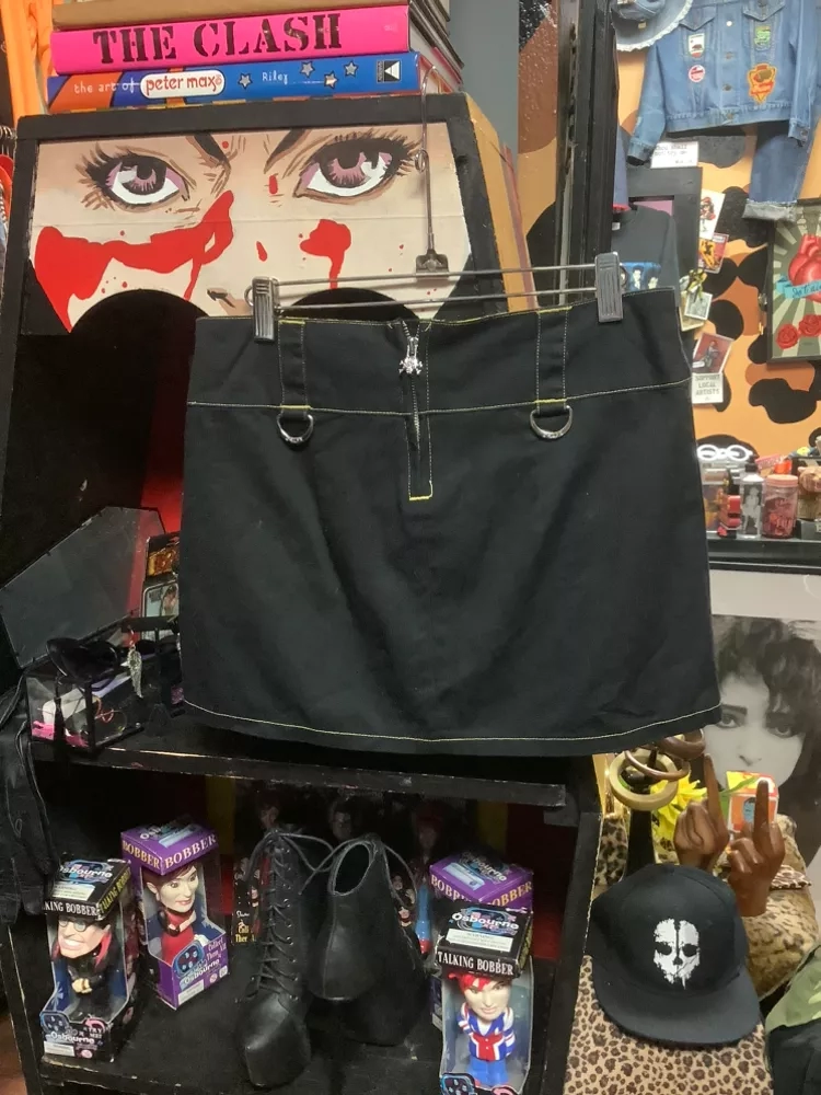 Vintage Tripp NYC Black/YelLow PLaid Zipper Mini Skirt