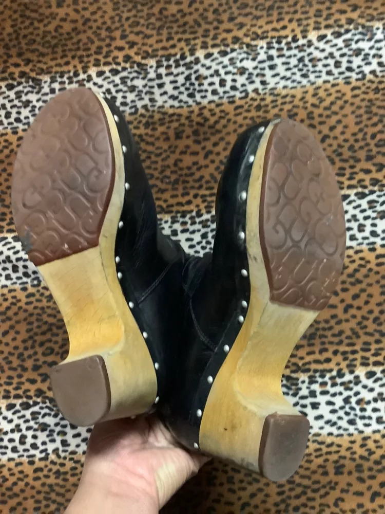 UGG Australia Black Leather Clog Boots