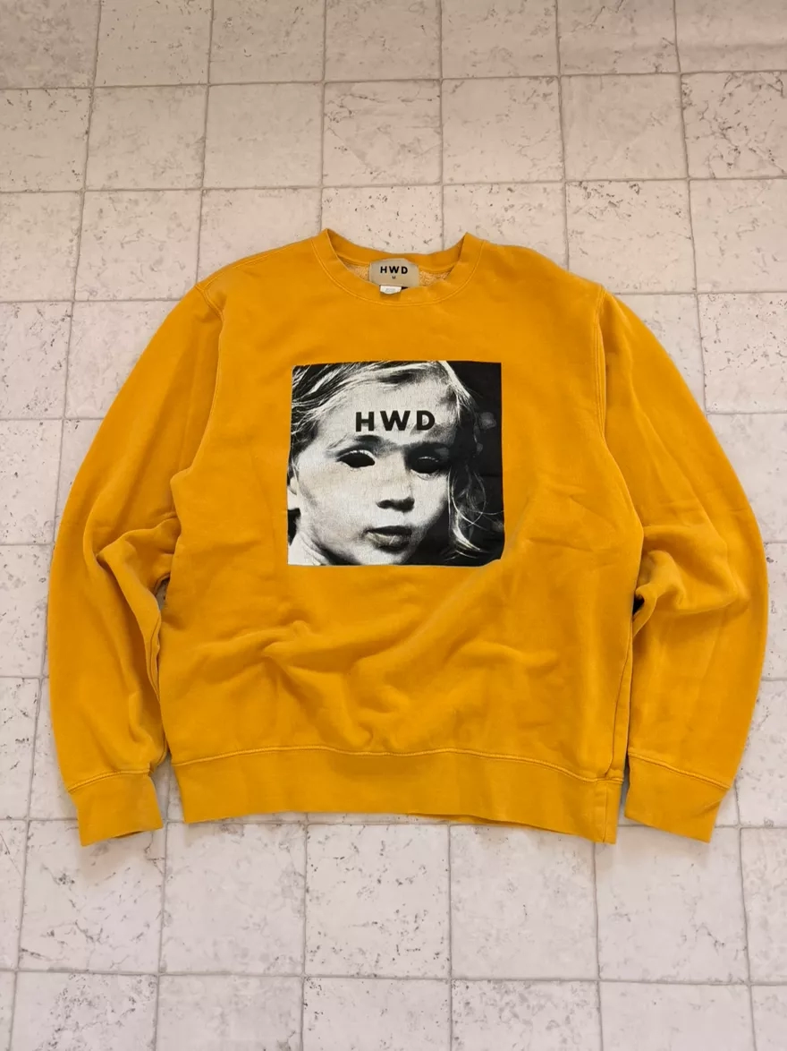 HWD Graphic Print Yellow Crewneck Sweatshirt
