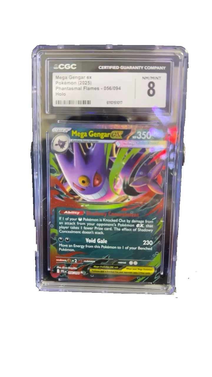 CGC 8 Mega Gengar ex - Pokemon 2025 Phantasmal Flames Holo Card