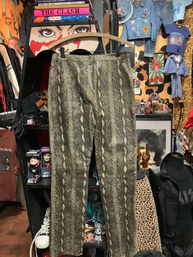 Vintage HD Leather snakeskin Flare Trousers