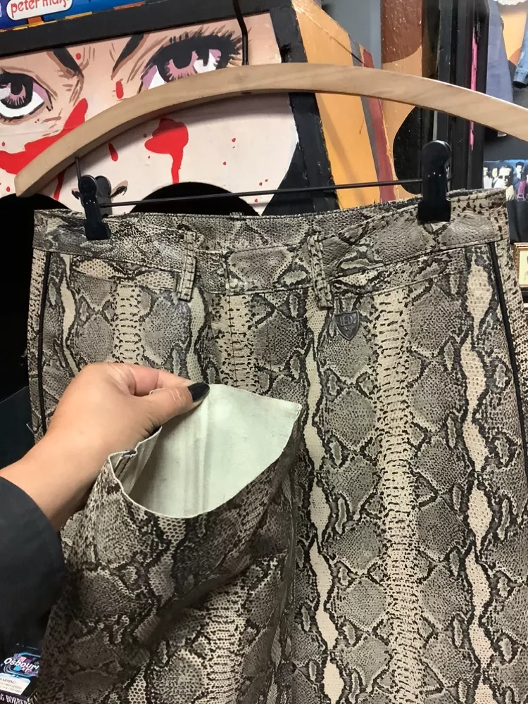 Vintage HD Leather snakeskin Flare Trousers