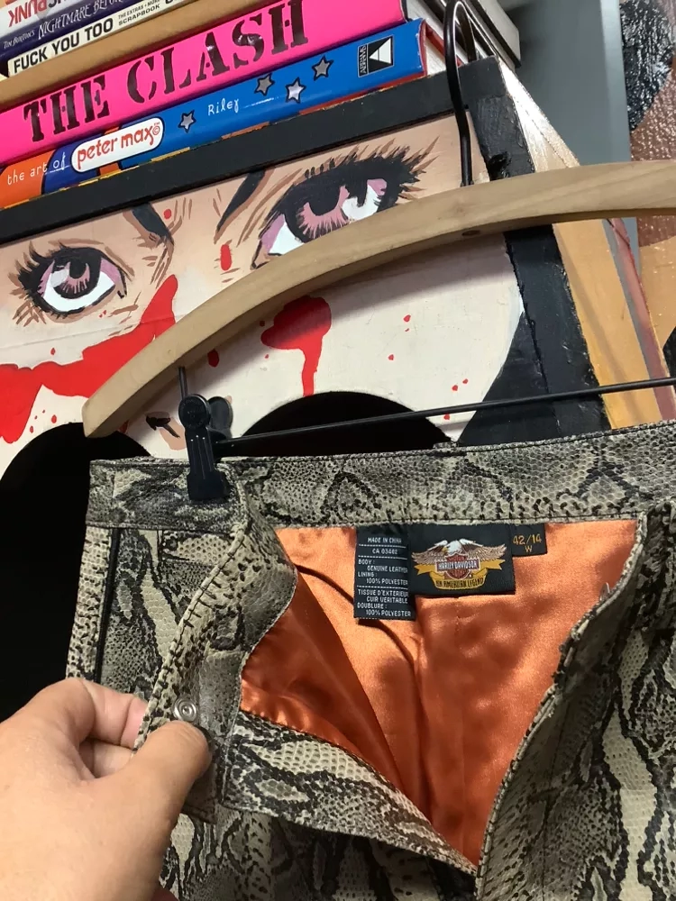 Vintage HD Leather snakeskin Flare Trousers