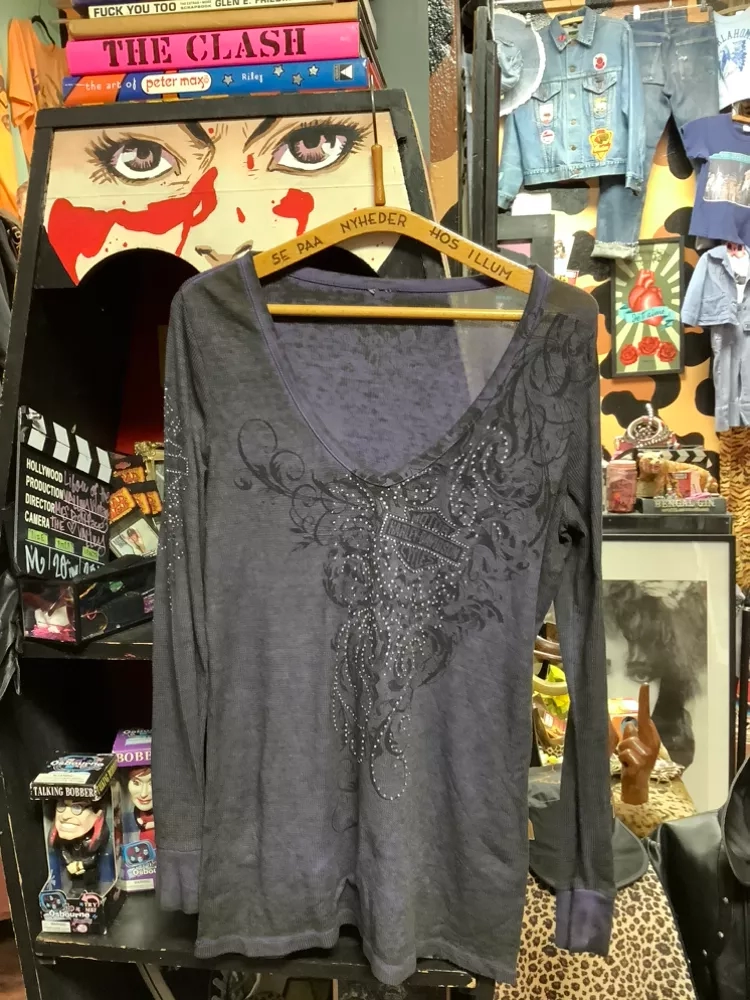 FeMMe Harley Davidson Embellished Thermal Top