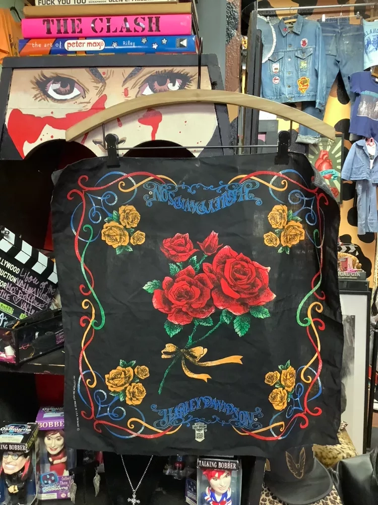 Vintage Harley Davidson Roses Bandana