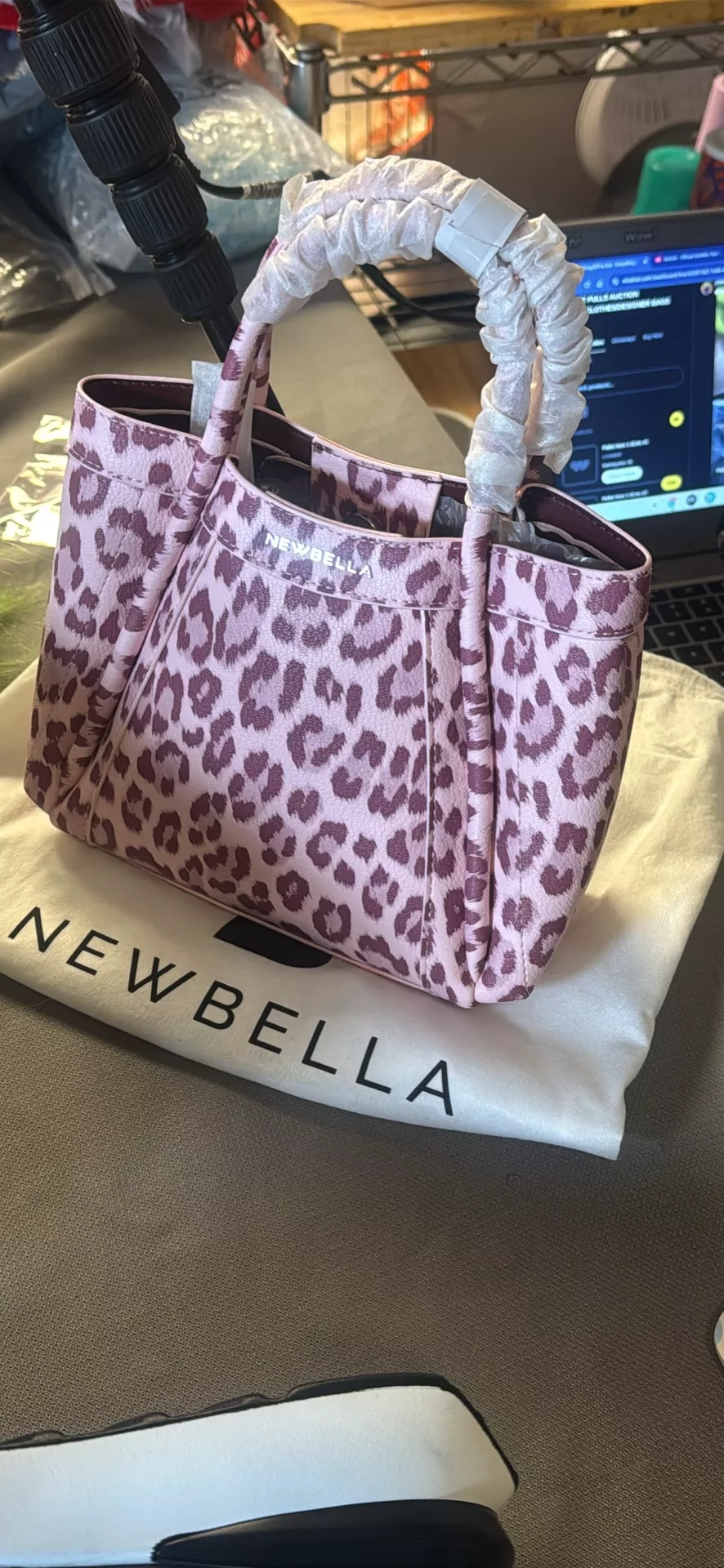Newbella Pink Leopard Print Tote