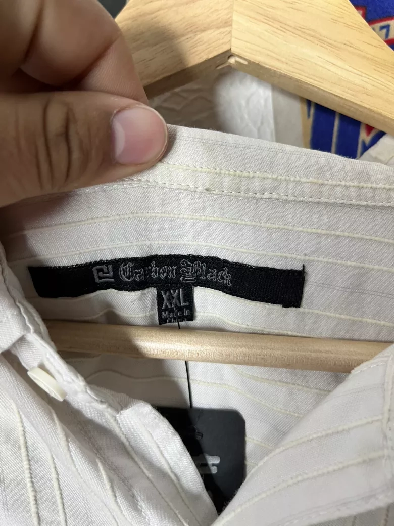 Vintage Striped Long Sleeve Button-Up Shirt with Cross