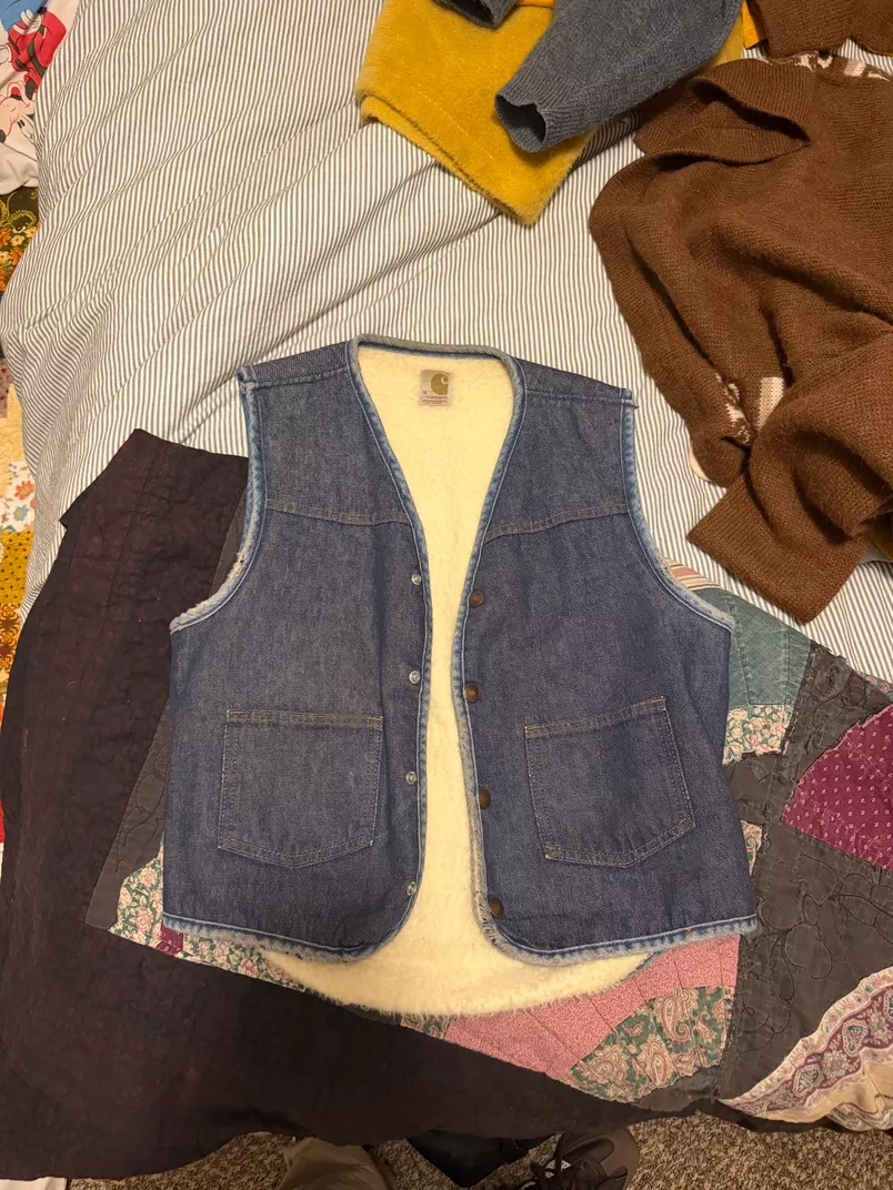 80s  Carhartt Denim Sherpa Vest