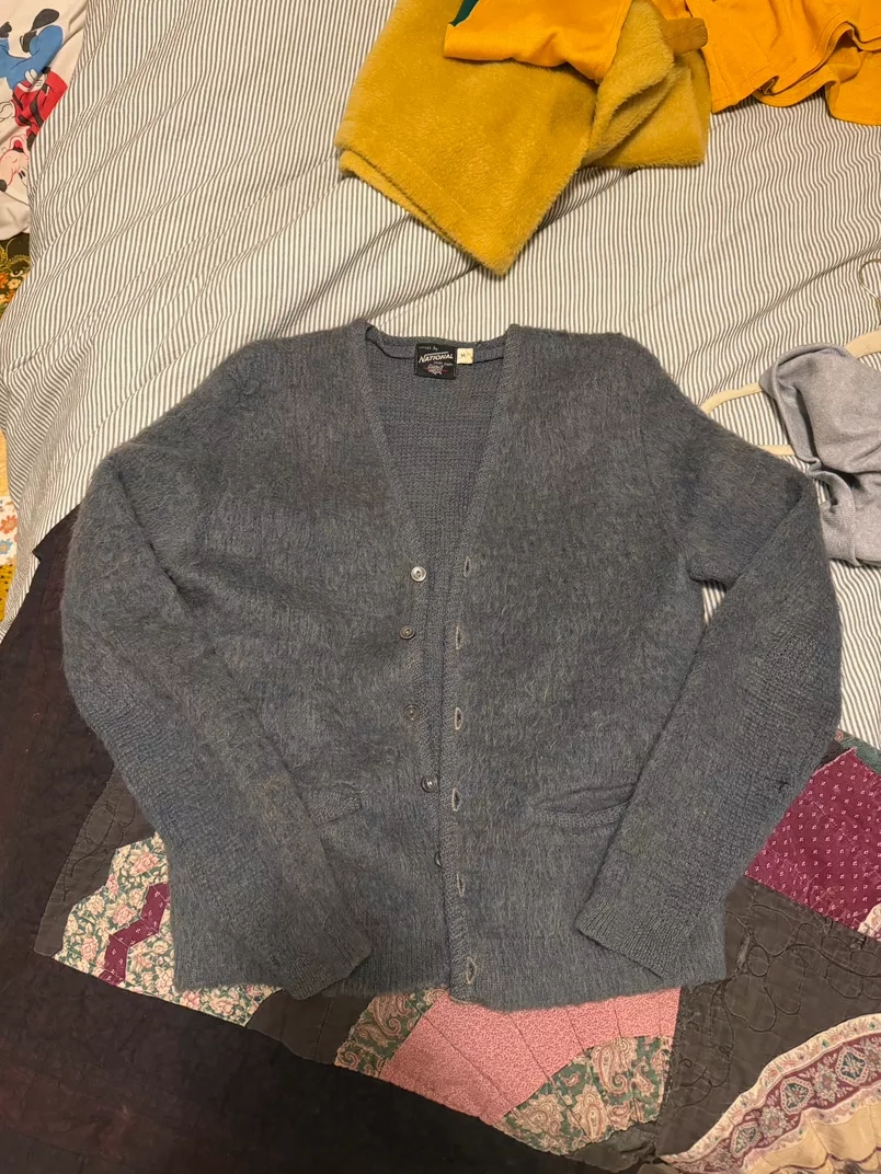 50s mohair National Blue Cardigan Sweater