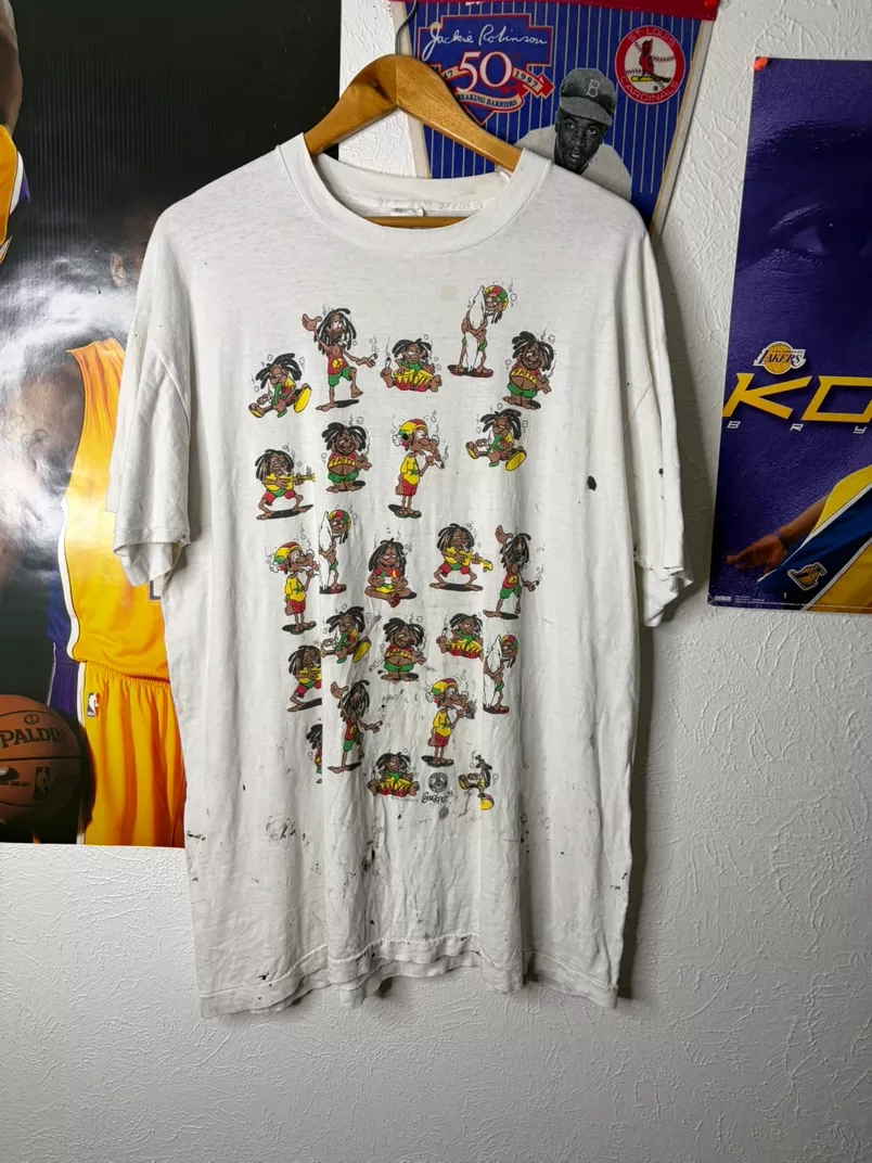 Vintage Rastafarian Character Graphic T-Shirt