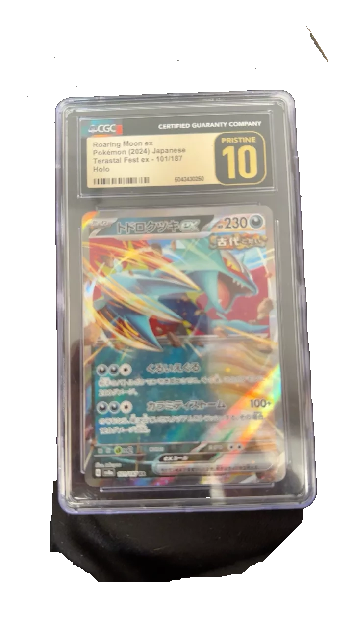CGC Pristine 10 Roaring Moon EX Pokémon Card - Japanese Terastal Fest 2024