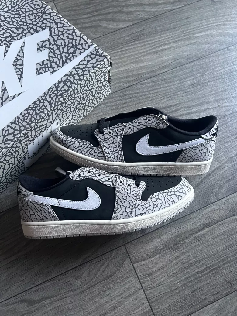 Air Jordan 1 Low Elephant Print "Black Cement"