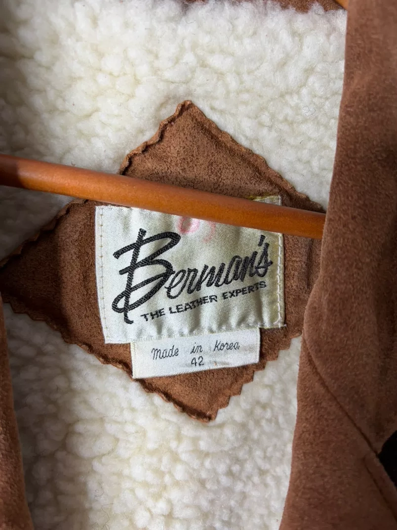 Vintage Brown Suede Sherpa Lined Western Vest