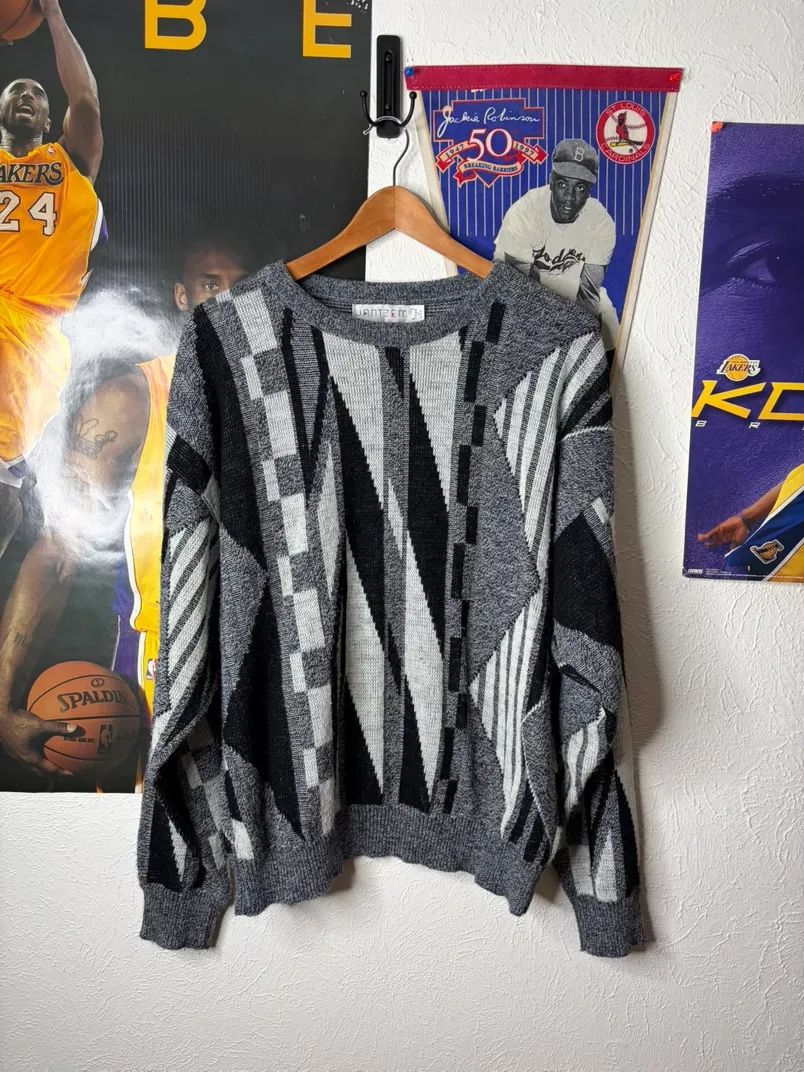 Vintage Geometric Patterned Knit Sweater