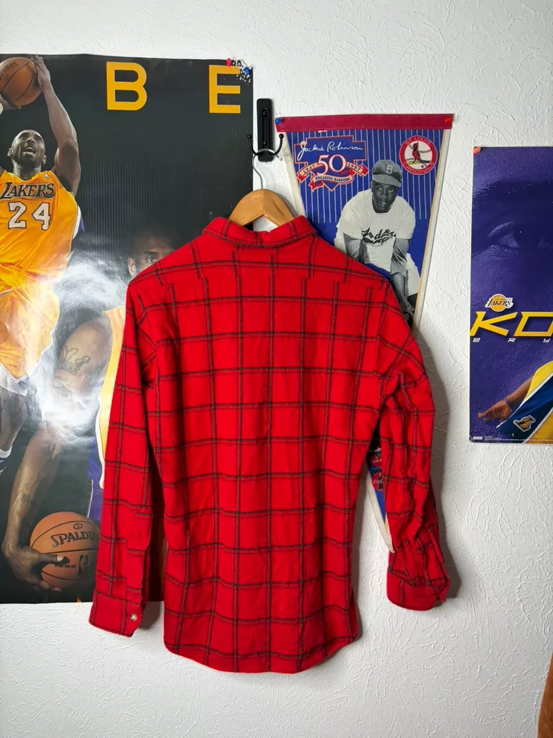 Classic Red Plaid Flannel Button-Up Shirt