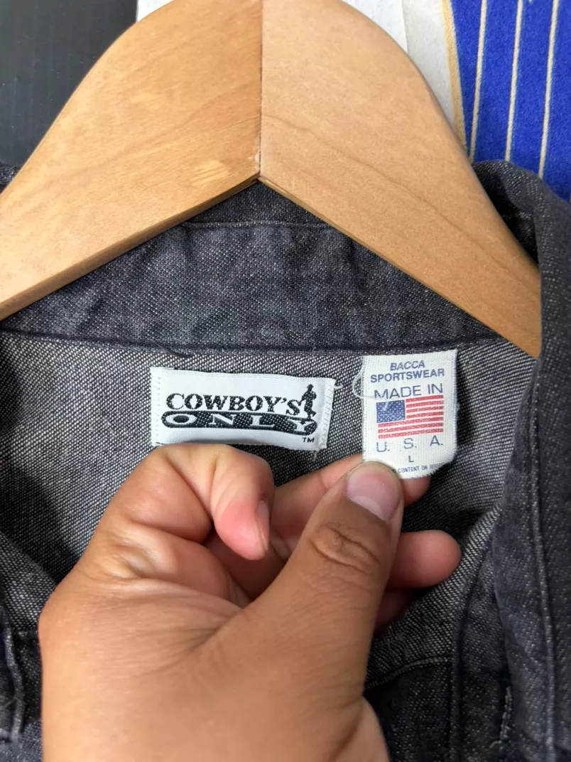 Vintage Cowboy Western Striped Denim Shirt