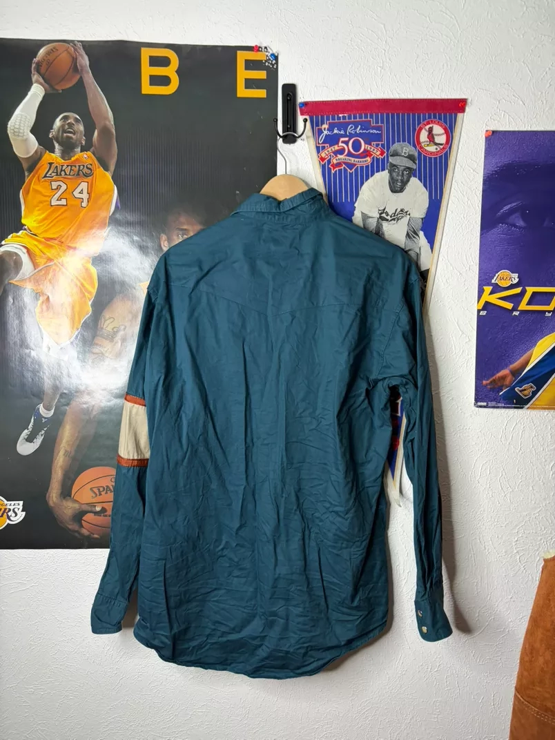 Wrangler Men's Teal & Tan Western Long Sleeve Shirt