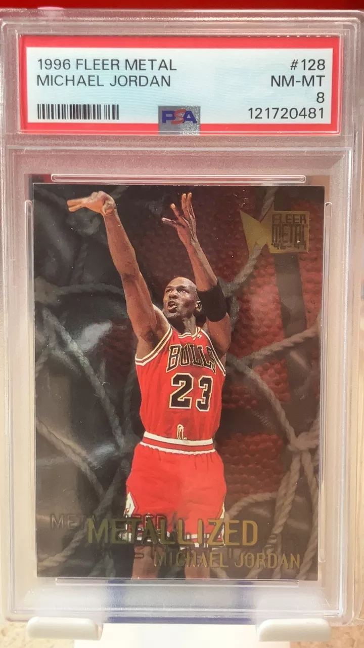 1996 Fleer Metal Michael Jordan #128 Trading Card - Graded PSA 8 NM-MT