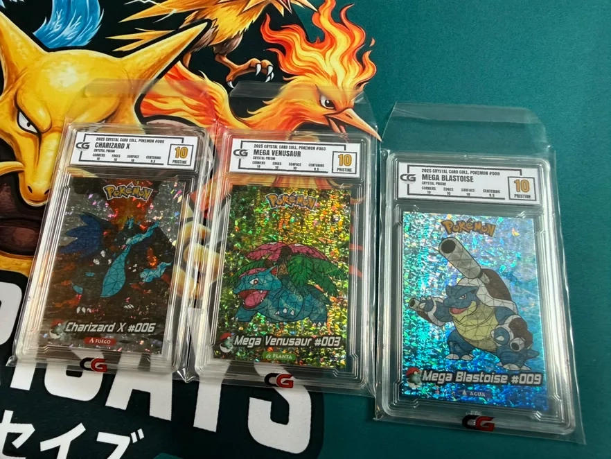 Sequential CG Pristine 10 Mega Charizard X, mega Venusaur, & mega Blastoise Crystal collection Peru
