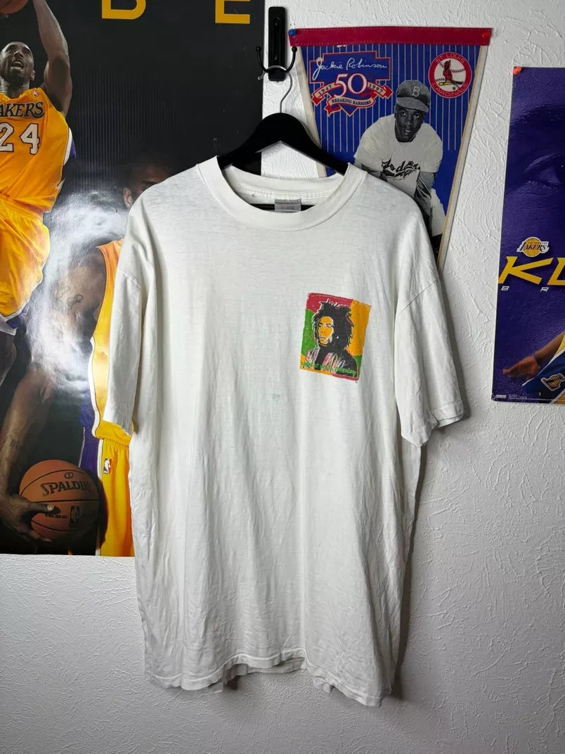 Vintage Bob Marley Graphic Print White T-Shirt