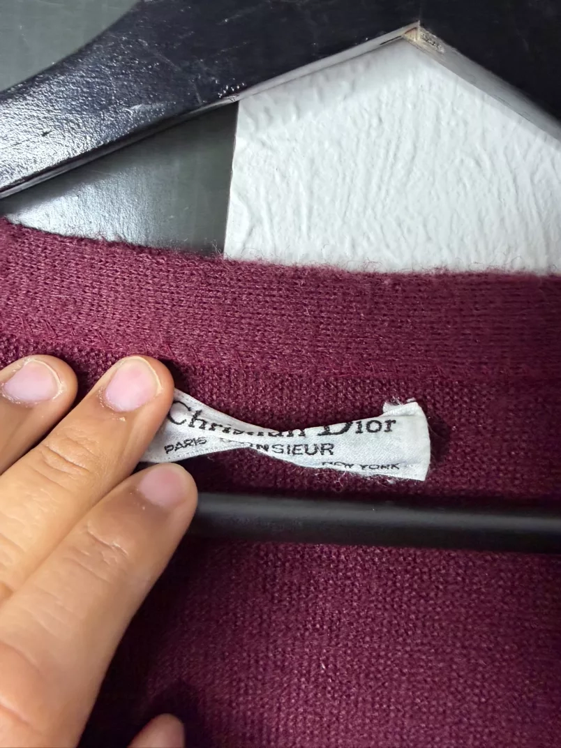 Vintage Dior Burgundy Knit Cardigan