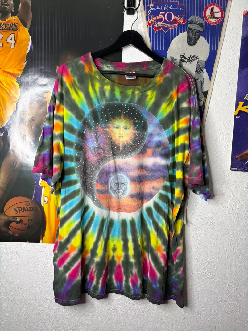 Vintage Cosmic Sun & Moon Tie-Dye T-Shirt