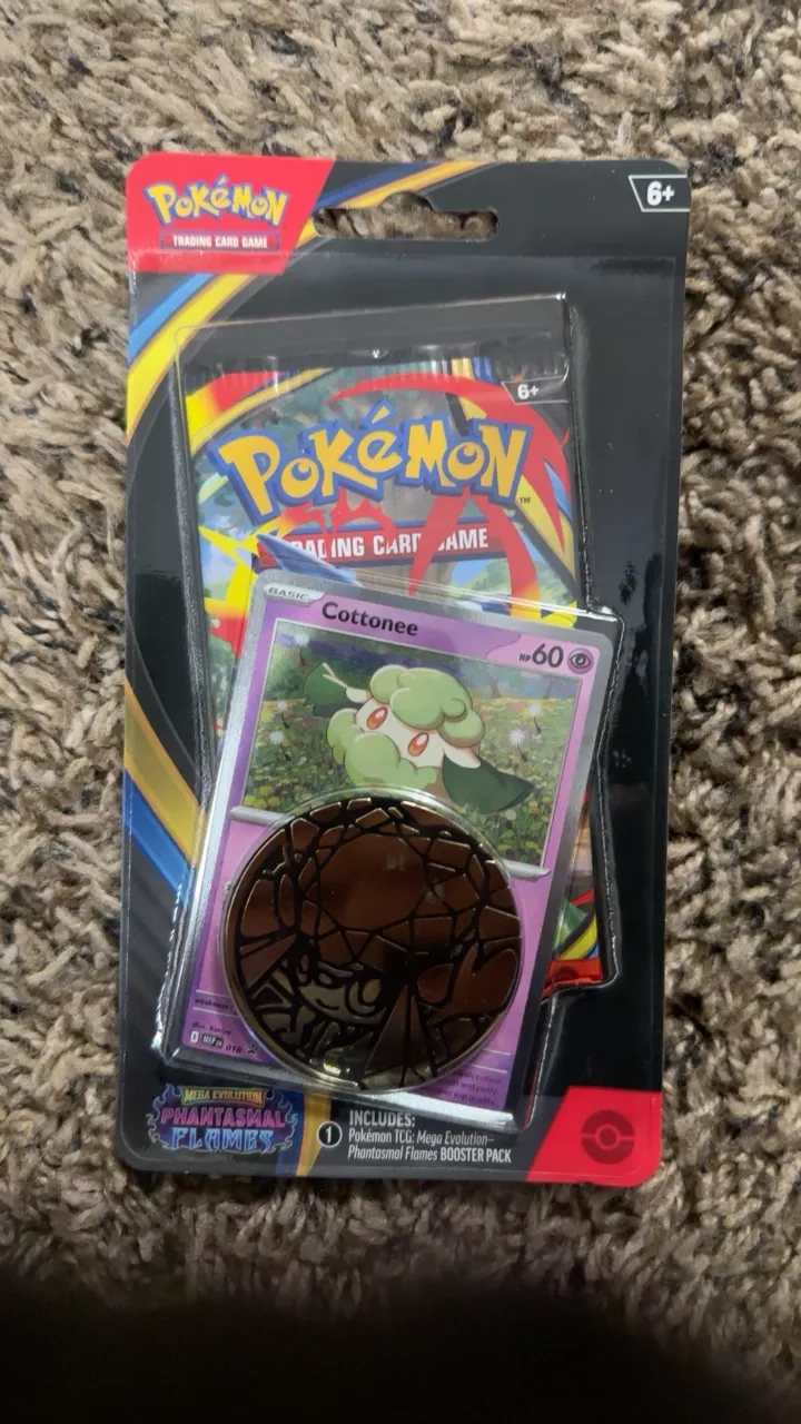 Pokemon TCG Mega Evolution Phantasmals Flames Booster Pack & Card