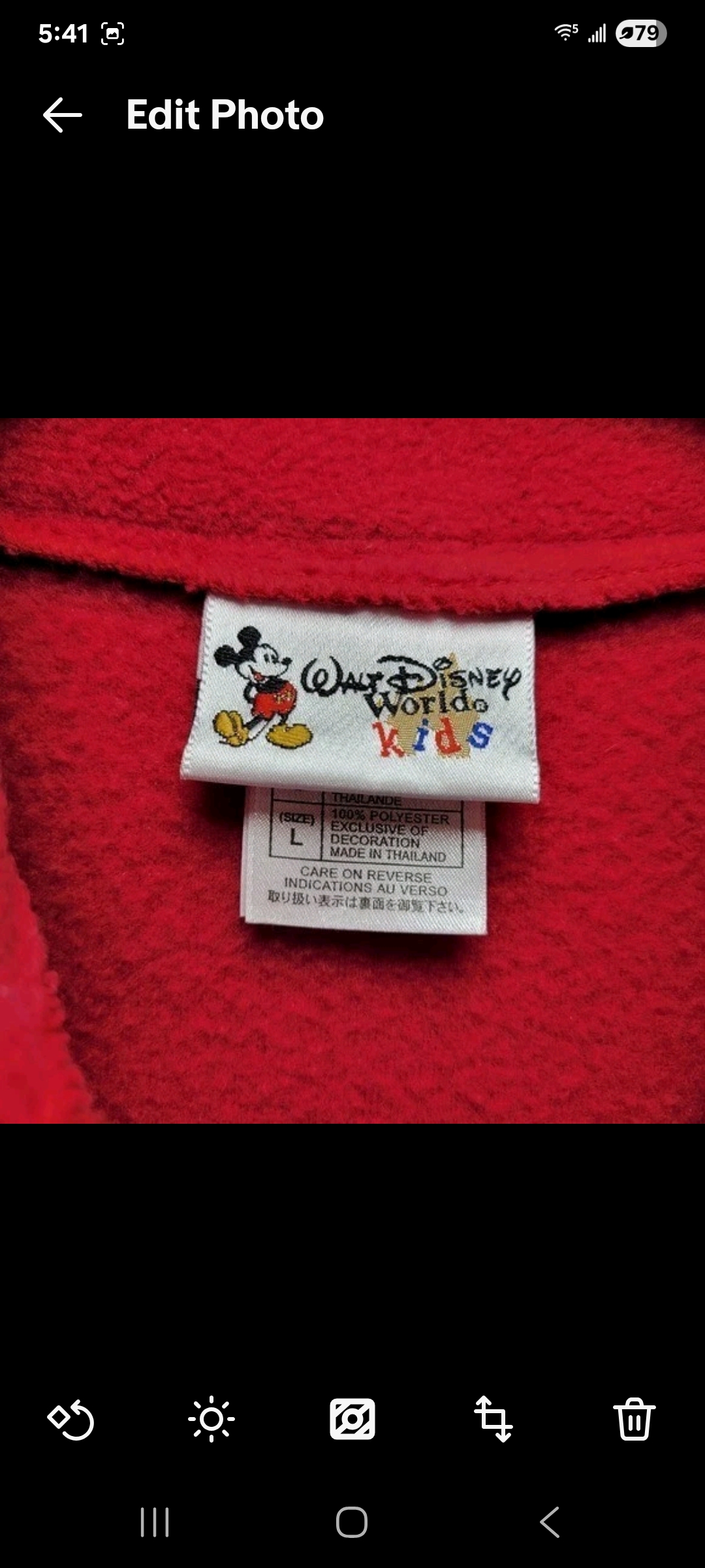 Youth Large L Disney World Mickey Vintage 90s Quarter Zip Fleece Pullover Jacket