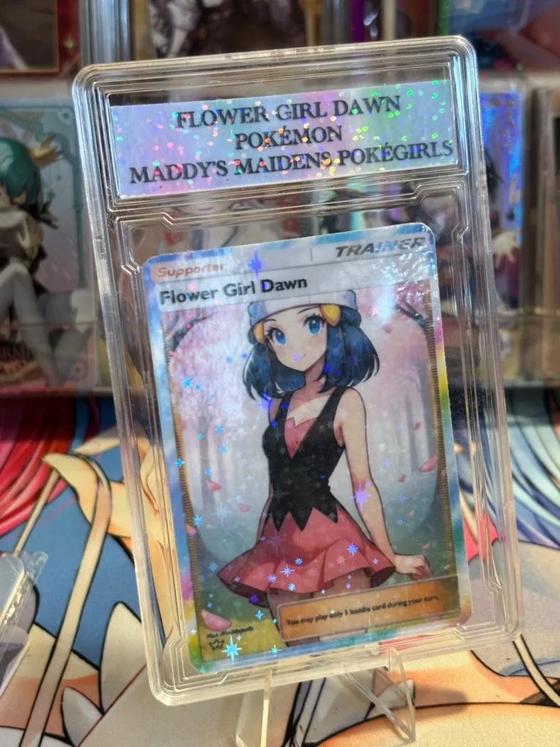 Flower Girl Dawn Trainer Card - Custom Anime Waifu Slab by Maddys Maidens