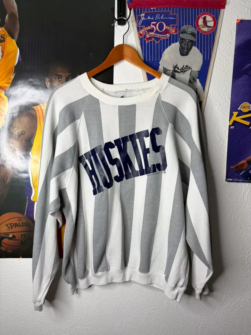 Vintage Huskies Striped Crewneck Sweatshirt