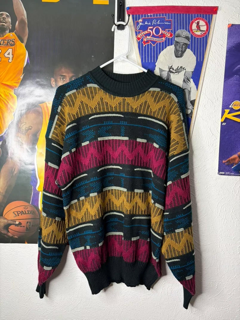 Retro Geometric Pattern Knit Sweater