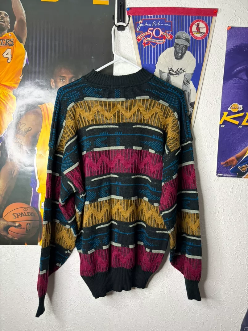 Retro Geometric Pattern Knit Sweater