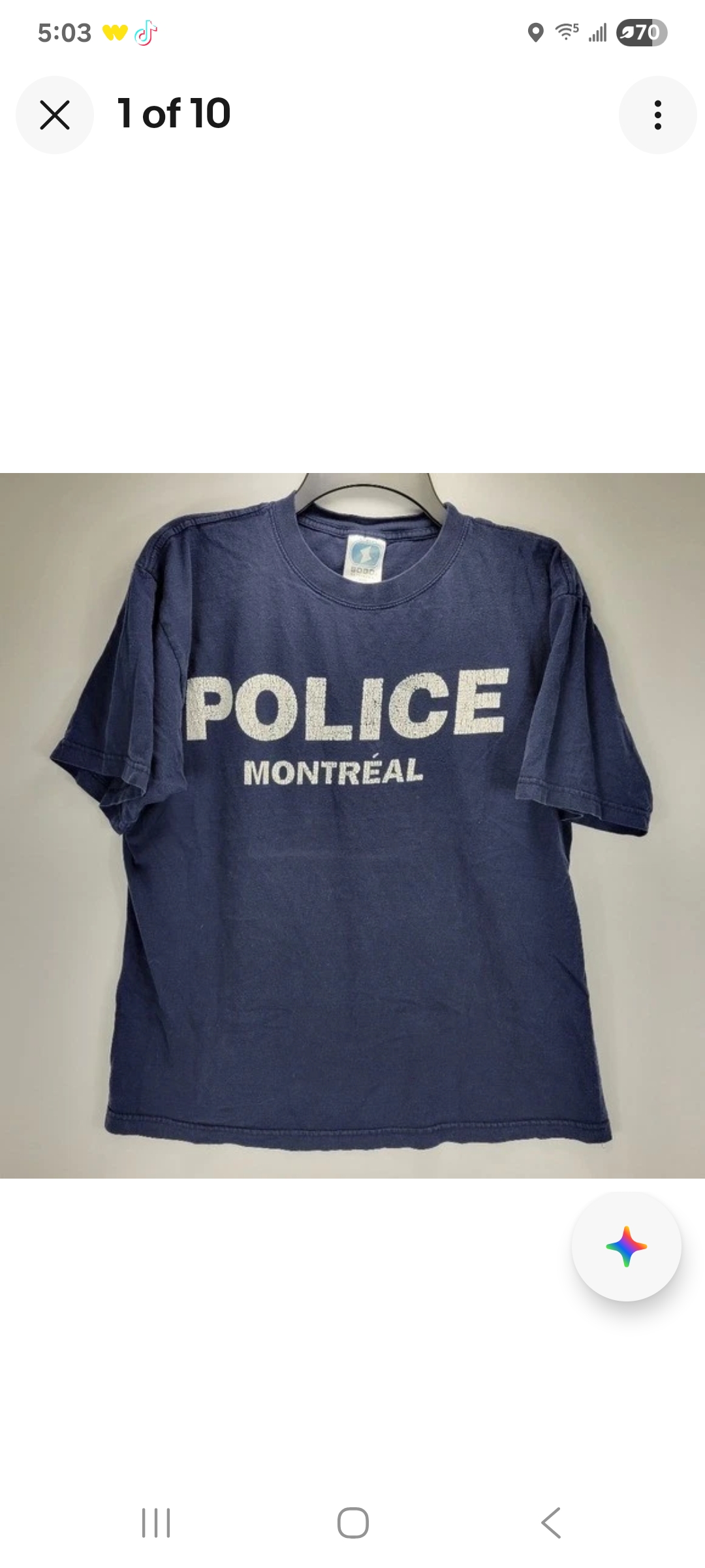 Mens Small Montreal Quebec Canada Police Vintage Y2K Canadian Shirt Blue Rare