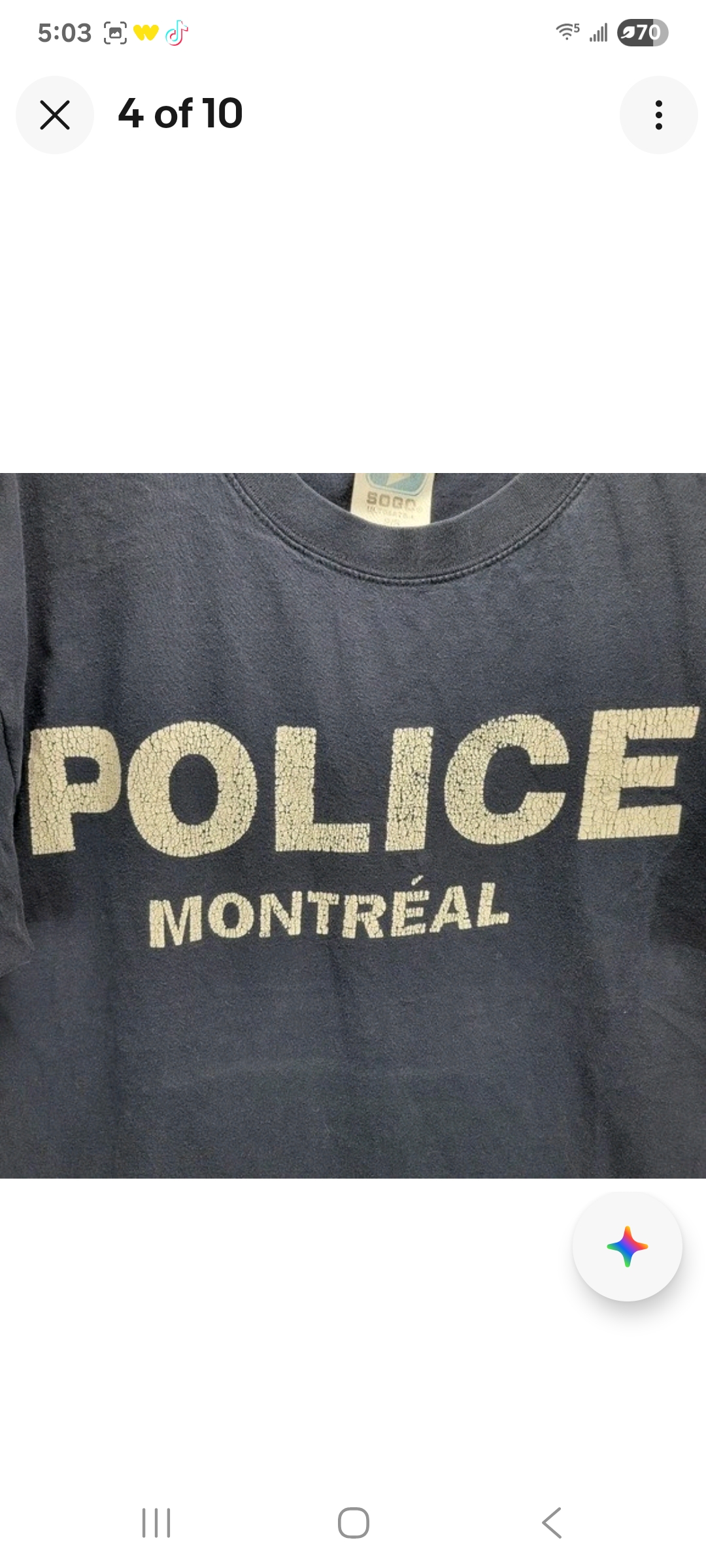Mens Small Montreal Quebec Canada Police Vintage Y2K Canadian Shirt Blue Rare