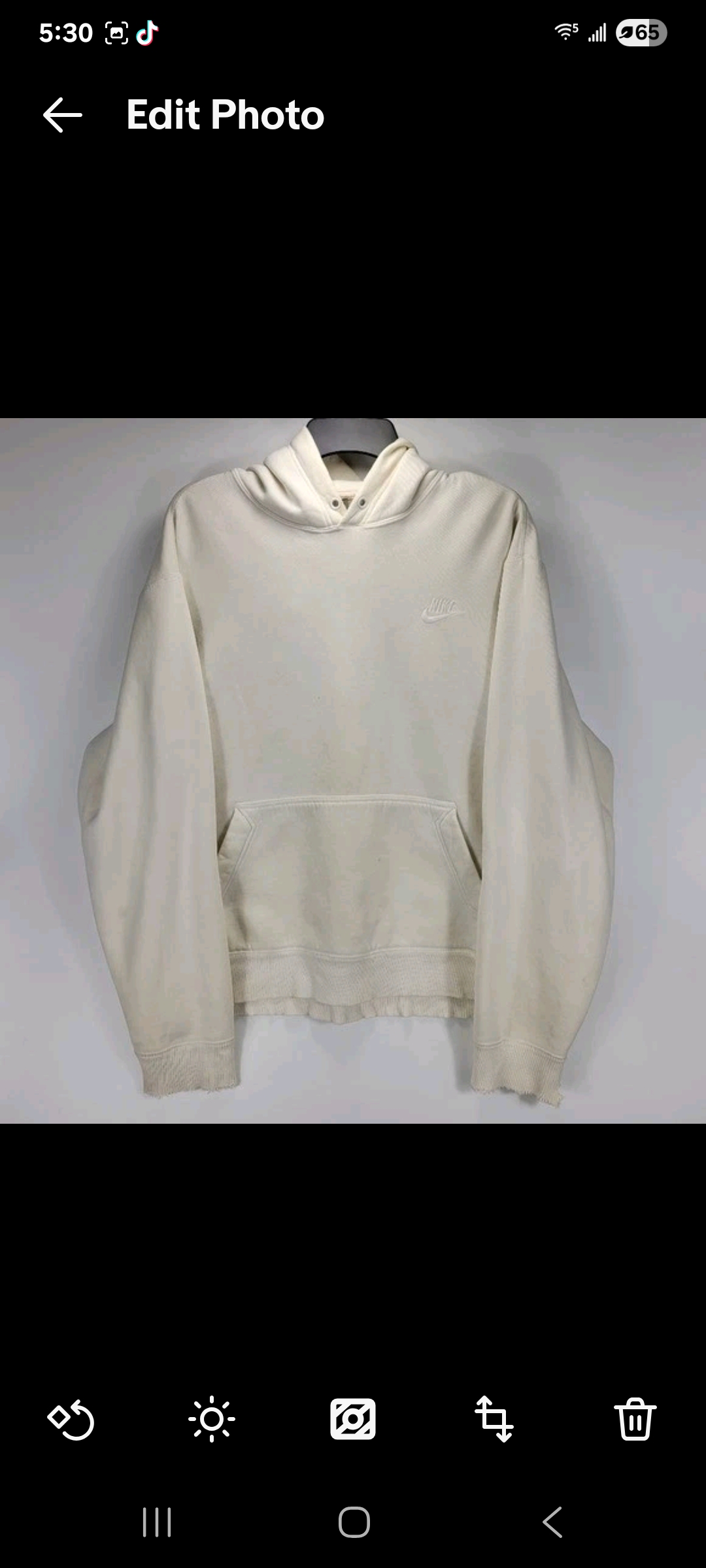 Mens Medium Nike Vintage Y2K Thrashed Distressed Hoodie Sweatshirt White