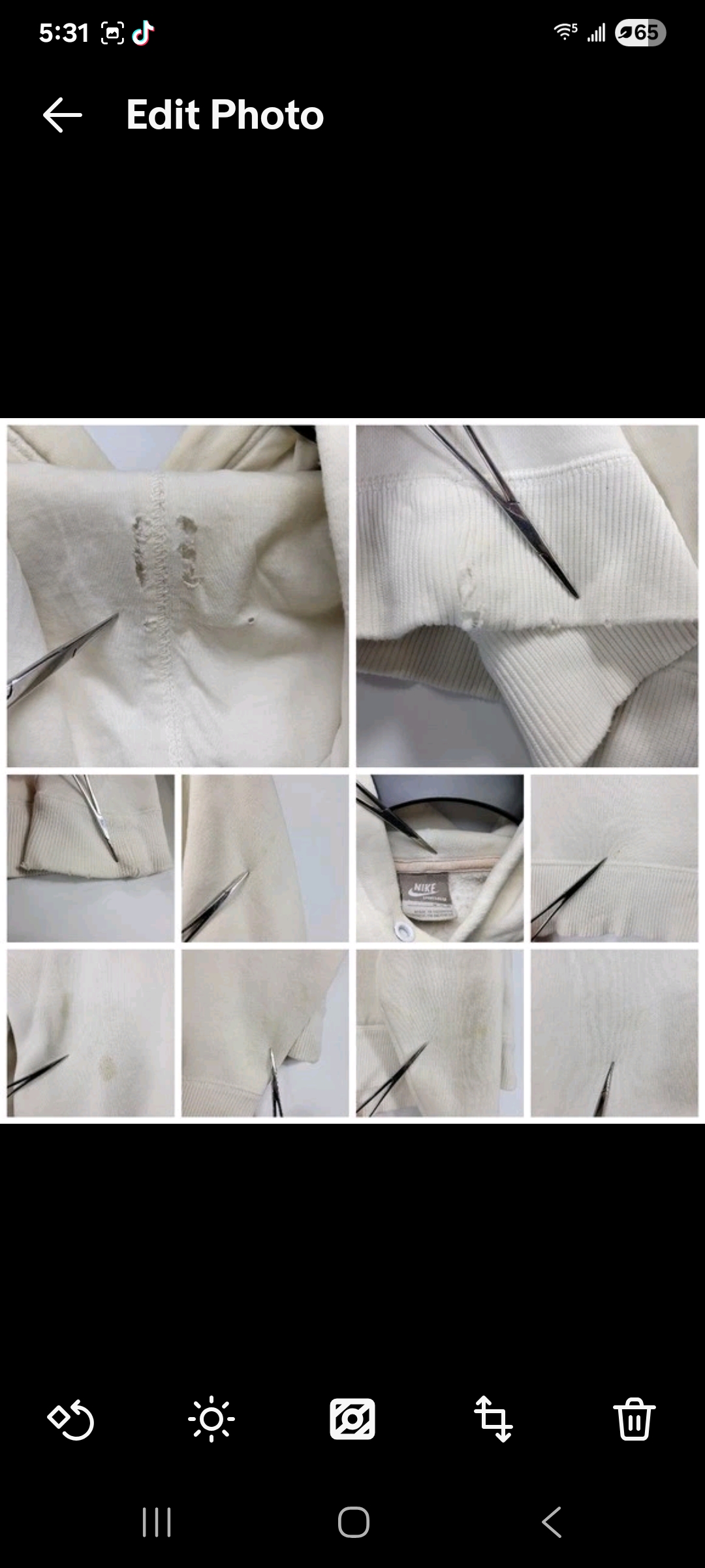 Mens Medium Nike Vintage Y2K Thrashed Distressed Hoodie Sweatshirt White