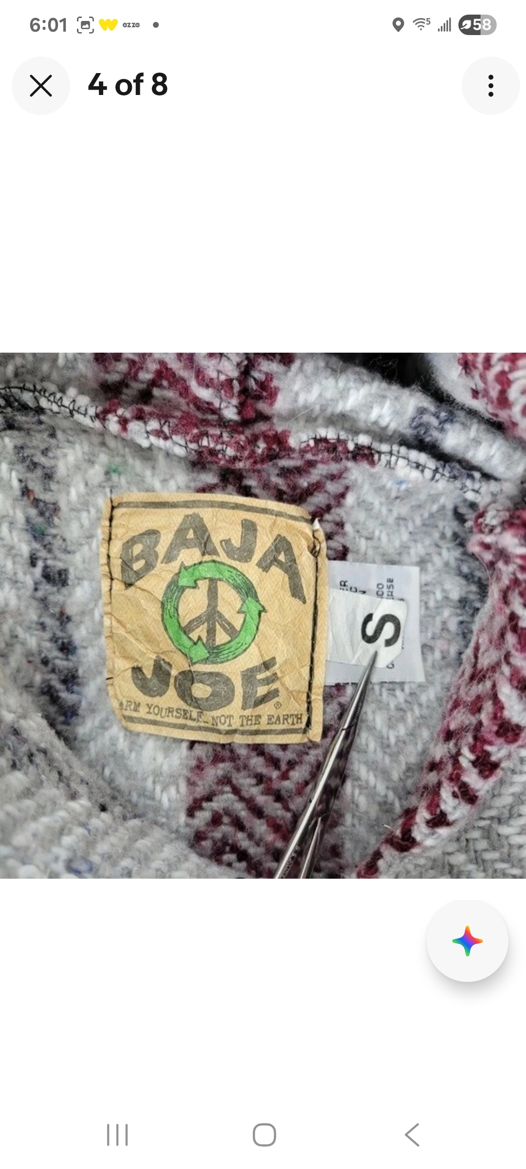 Mens Small Baja Joe Pullover Striped Rug Hoodie Surf Skate Hippie Boho