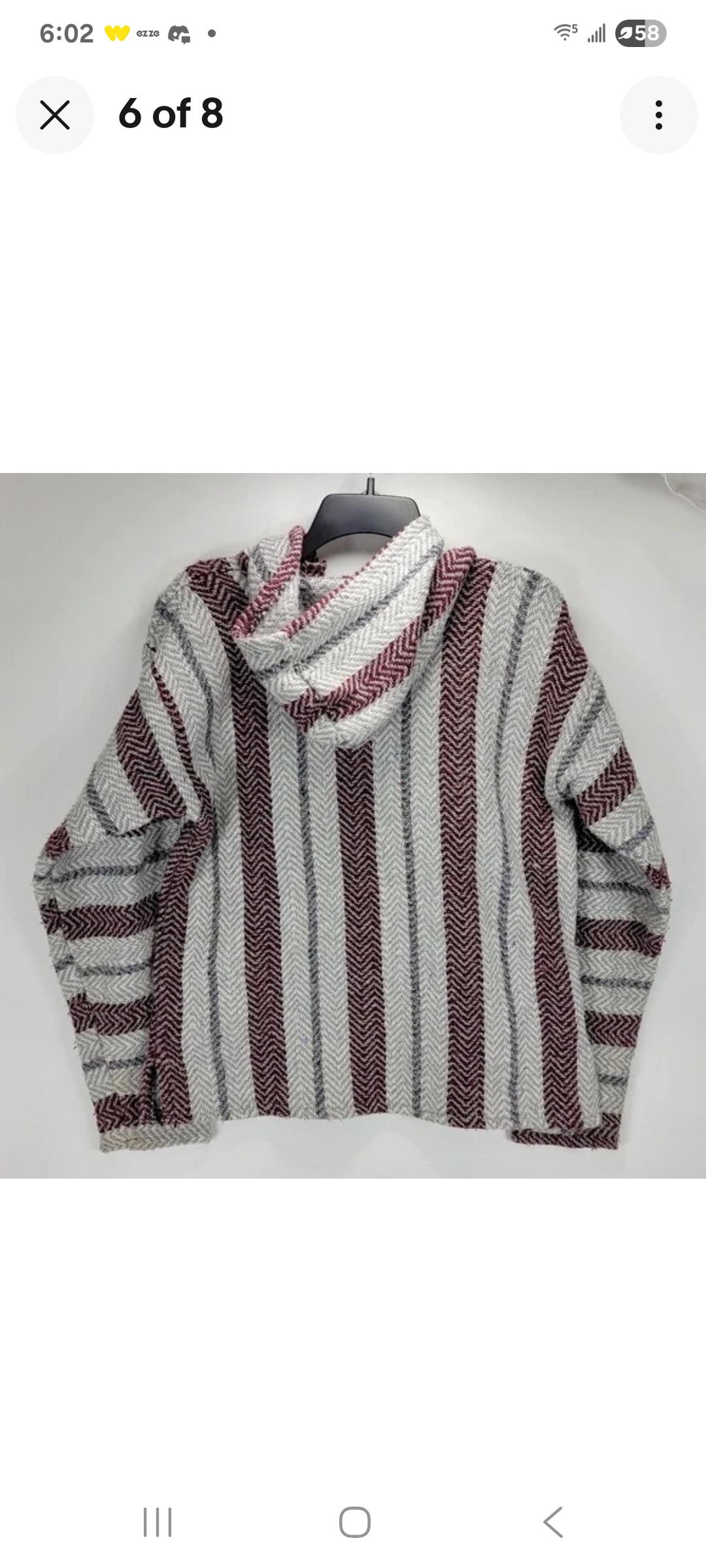 Mens Small Baja Joe Pullover Striped Rug Hoodie Surf Skate Hippie Boho