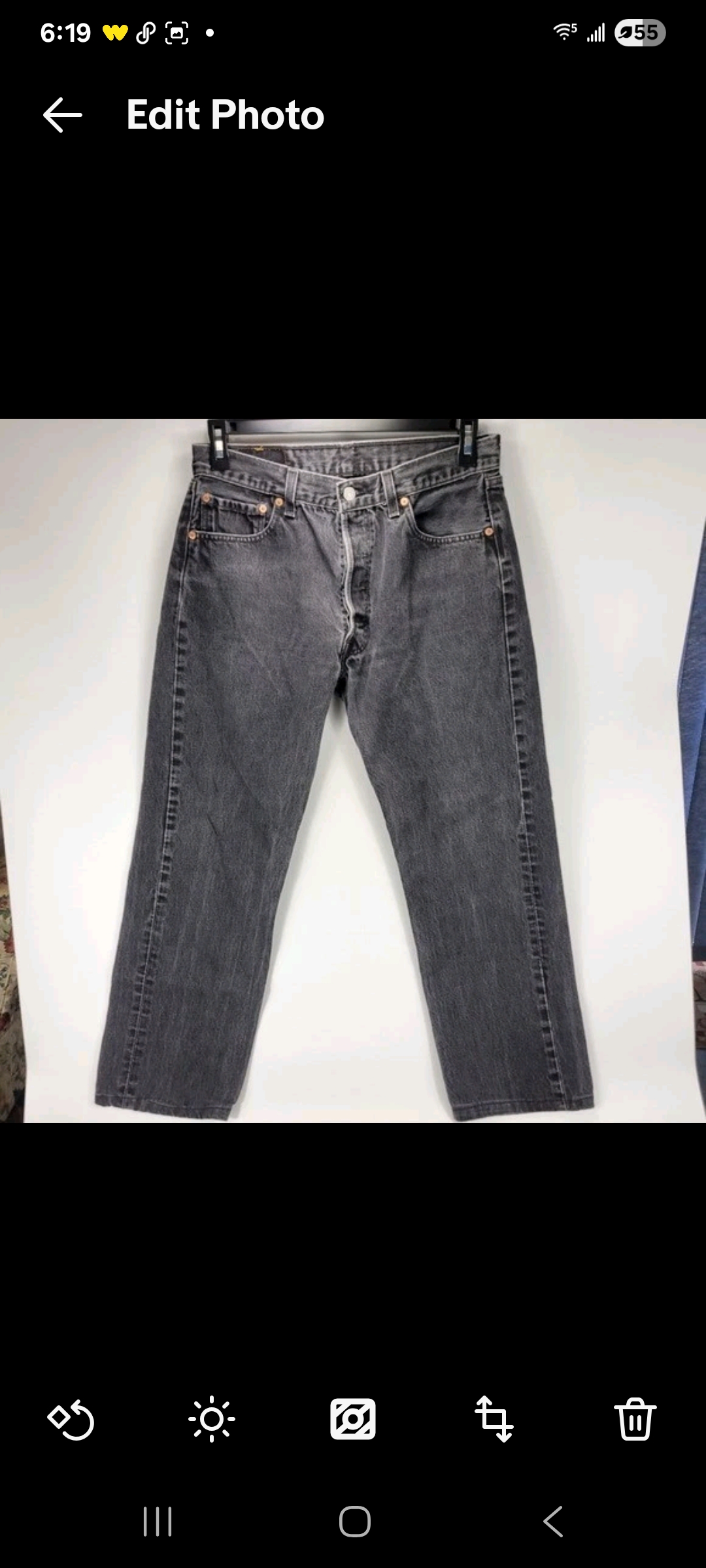 Mens 34x34 (32x28) Levis 501 Vintage 90s 1997 Black Faded Button Fly Jeans Pants USA