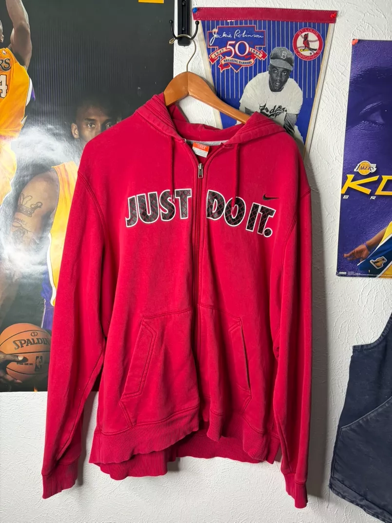 Nike Just Do It Red Zip-Up Hoodie