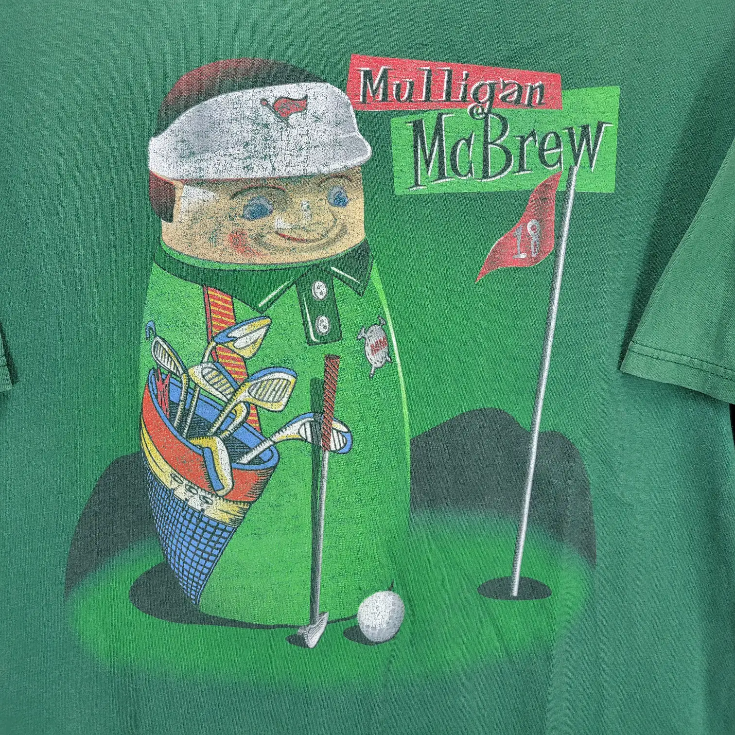 Mens XL Mulligan McBrew Schultz & Dooley Beer Stein Golf T-Shirt Green