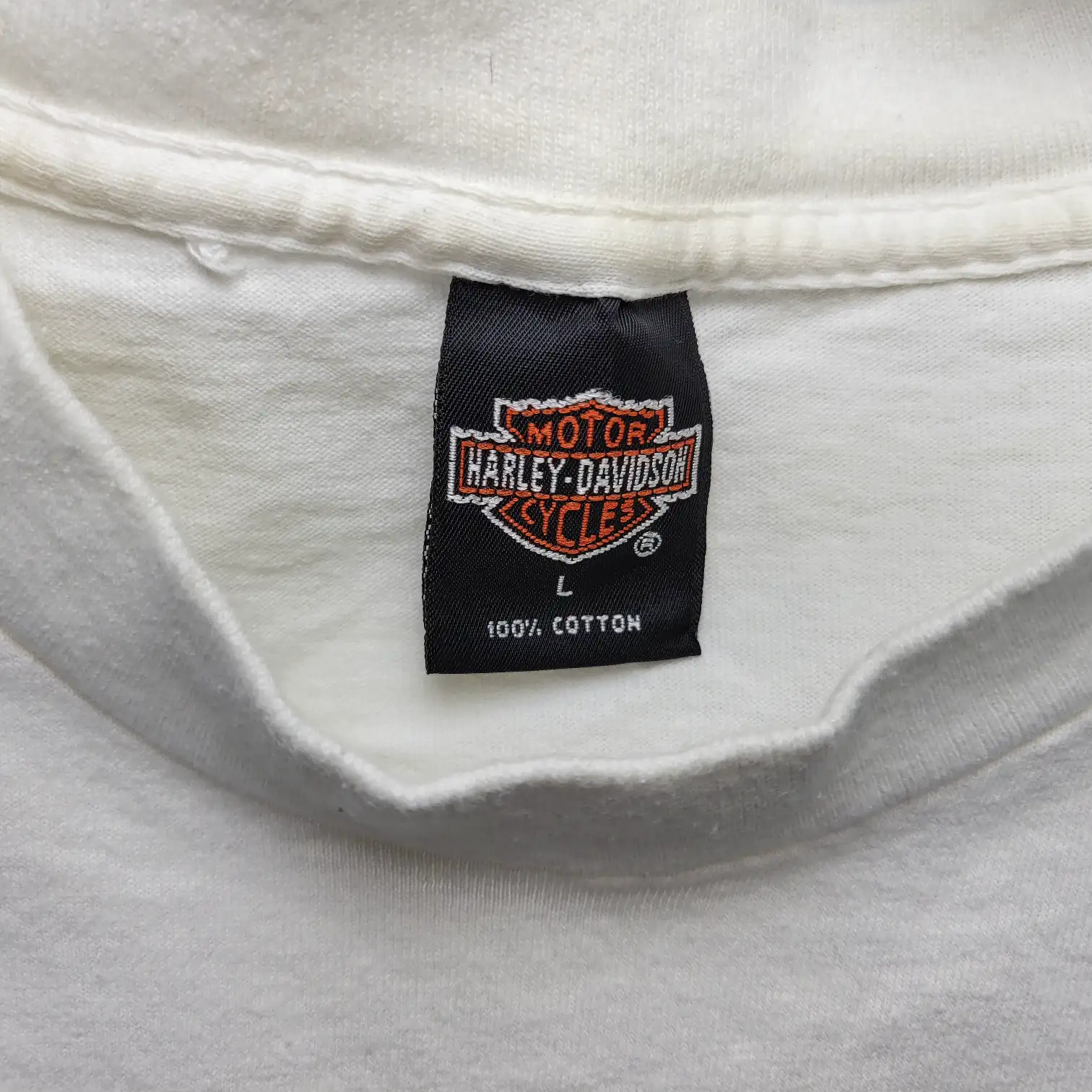 Mens Large Harley Davidson Vintage 90s Wolf Graphic T-Shirt White