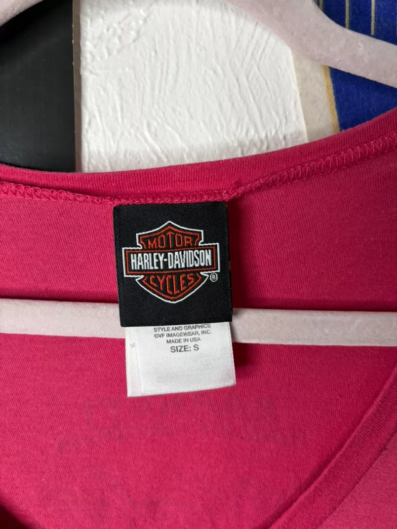Harley-Davidson Women's Pink Graphic Long Sleeve V-Neck Tee