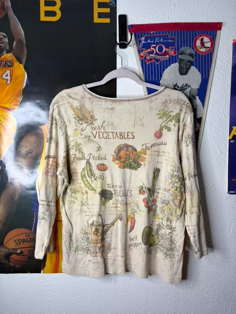 Vintage Garden Fresh Vegetables Long Sleeve Top