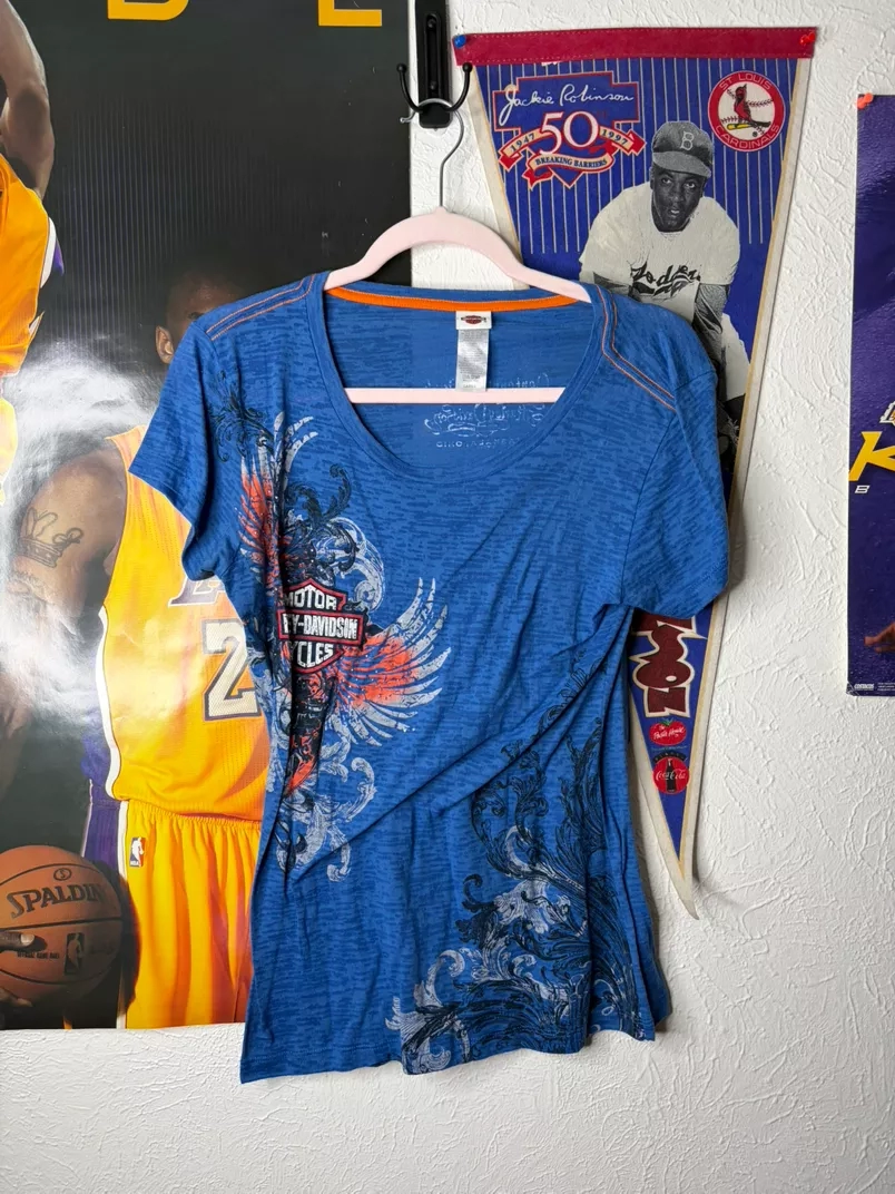Harley-Davidson Women's Blue Graphic Print T-Shirt