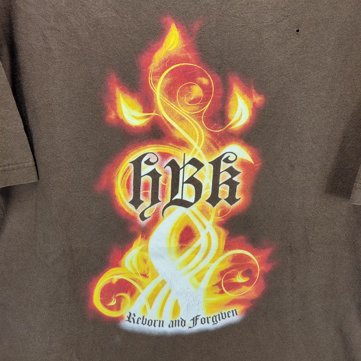 Mens Large WWE Vintage Shawn Michaels HBK "Reborn and Forgiven" T-Shirt Brown