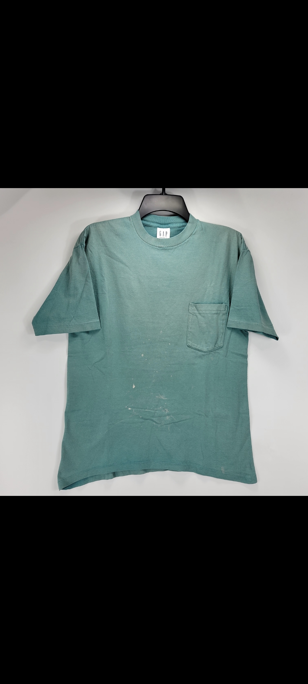 Mens Small Gap Distressed Vintage Teal Blue Pocket T-Shirt