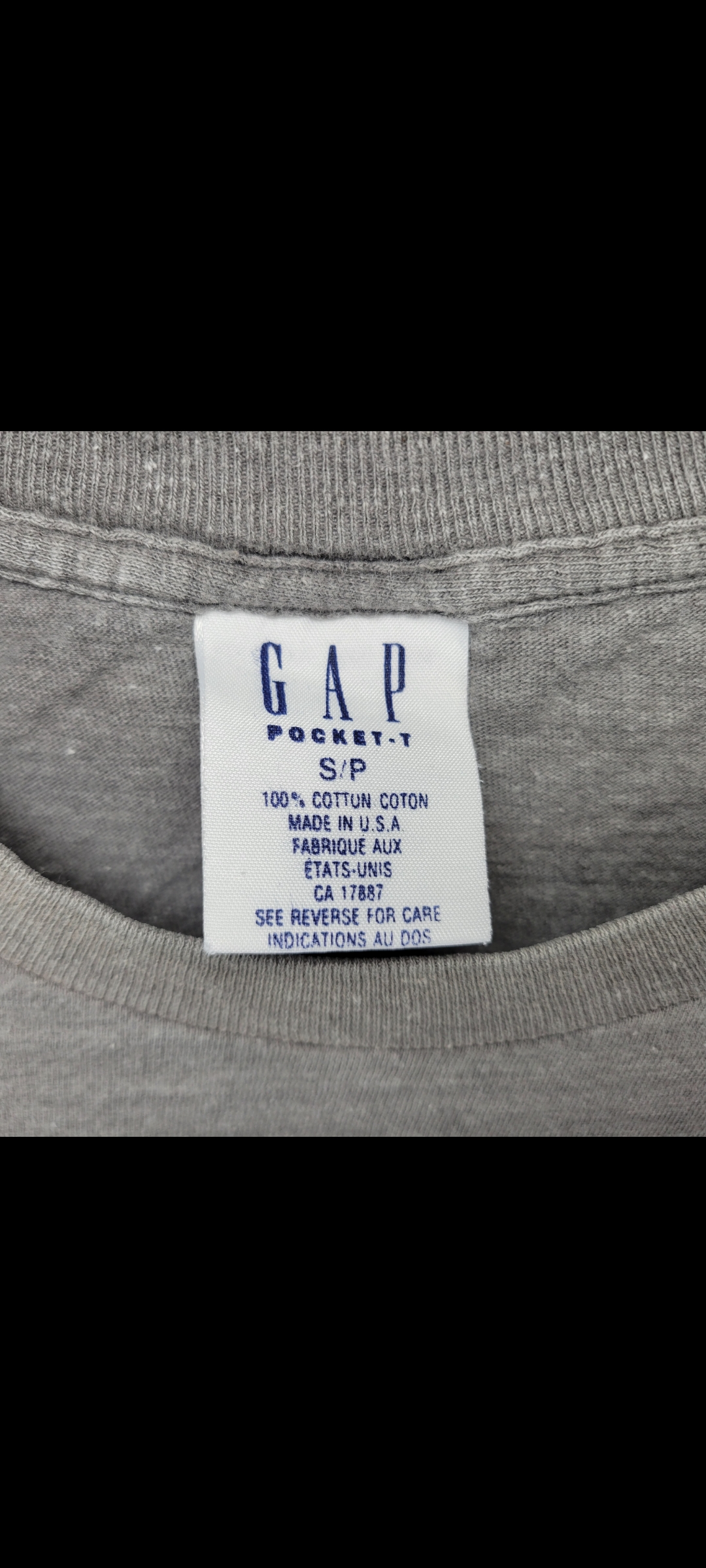 Mens Small Gap Distressed Gray Vintage Pocket T-Shirt