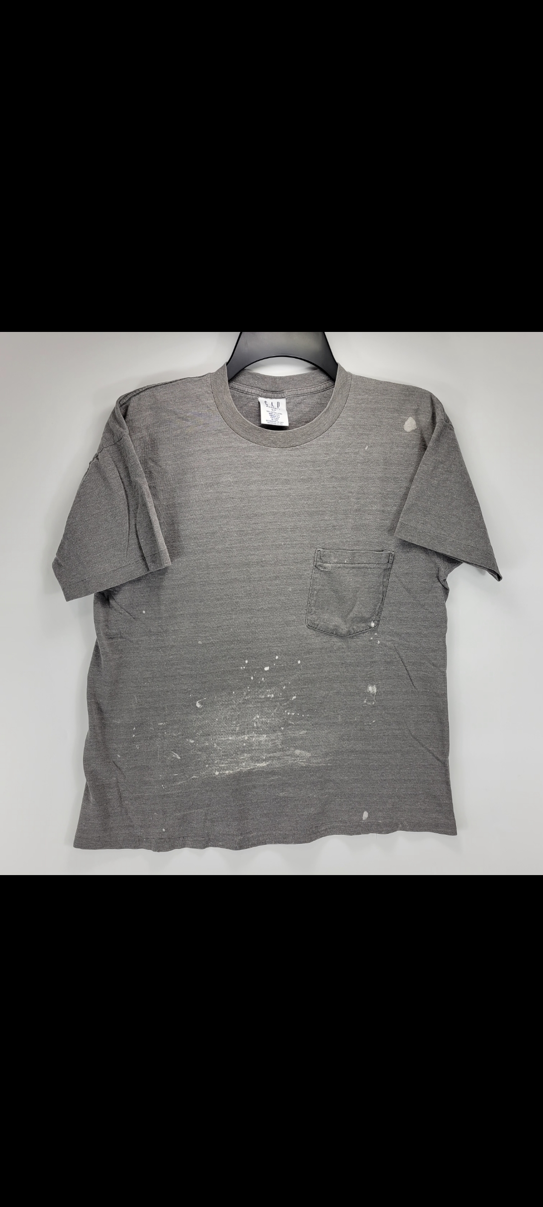 Mens Small Gap Distressed Gray Vintage Pocket T-Shirt