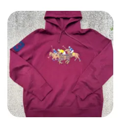 Polo Ralph Lauren Burgundy Hoodie with Embroidered Polo Players